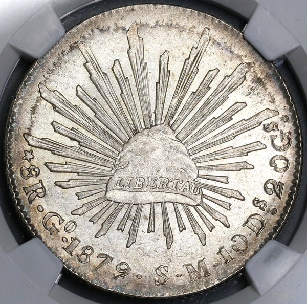 1879/8-Go NGC MS 62 Mexico 8 Reales Scarce Guanajuato Overdate Silver Coin (21090407C)