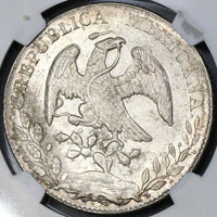 1879/8-Go NGC MS 62 Mexico 8 Reales Scarce Guanajuato Overdate Silver Coin (21090407C)