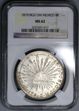 1879/8-Go NGC MS 62 Mexico 8 Reales Scarce Guanajuato Overdate Silver Coin (21090407C)