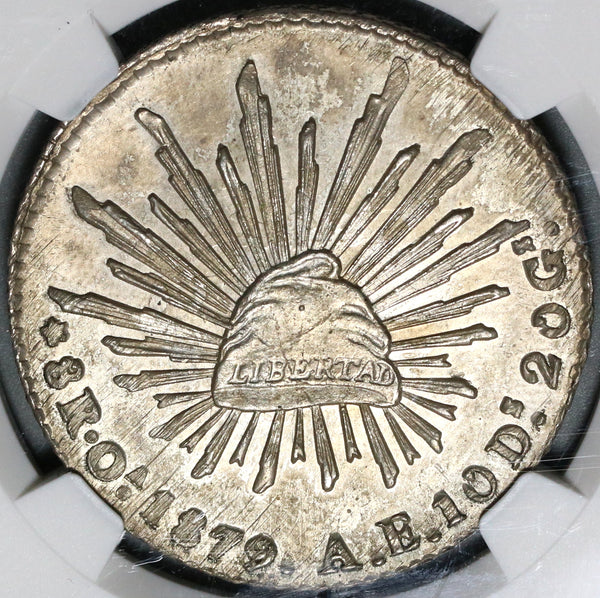 1879-Oa NGC MS 62 Mexico 8 Reales Oaxaca Mint State Scarce Silver Coin (20081901C)
