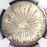 1881-As NGC MS 62 Mexico 8 Reales Rare Alamos Mint State Silver Coin (19020506C)
