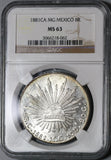 1881-Ca NGC MS 63 Mexico 8 Reales Chihuahua Mint Silver Coin POP 1/1 (17073001D)