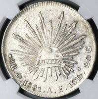 1881-Oa NGC AU 55 Mexico 8 Reales Oaxaca Mint Silver Coin (22122501D)