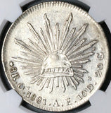 1881-Oa NGC AU 55 Mexico 8 Reales Oaxaca Mint Silver Coin (22122501D)