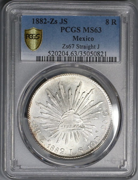 1882-Zs PCGS MS 63 Mexico 8 Reales Zacatecas Mint Lustrous Coin