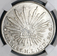 1883-As NGC MS 62 Mexico 8 Reales Rare Alamos Mint State Silver Coin (21080201D)