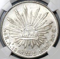 1883-As NGC MS 62 Mexico 8 Reales Rare Alamos Mint State Silver Coin (21080201D)