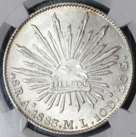 1883-As NGC MS 63 Mexico 8 Reales Rare Alamos Mint State Silver Coin (19092001C)