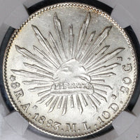 1883-As NGC MS 63 Mexico 8 Reales Rare Alamos Mint State Silver Coin (19092001C)