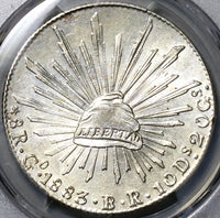 1883-Go PCGS MS 61 Mexico 8 Reales Mint State Guanajuato Silver Coin (22022702C)