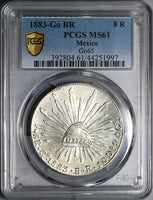 1883-Go PCGS MS 61 Mexico 8 Reales Mint State Guanajuato Silver Coin (22022702C)