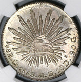 1883/2-Mo NGC MS 64 Mexico 8 Reales Rare Overdate & Mint Error Silver Coin POP 3/2 (21041101D)