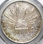 1884/74-Go BR PCGS AU Det Mexico 8 Reales Guanajuato RARE Overdate Silver Coin (22080703C)