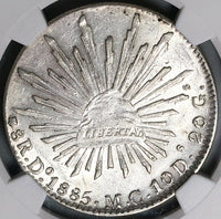 1885-Do NGC MS 61 Mexico 8 Reales Durango Cap Rays Mint State Silver Coin (23031202D)