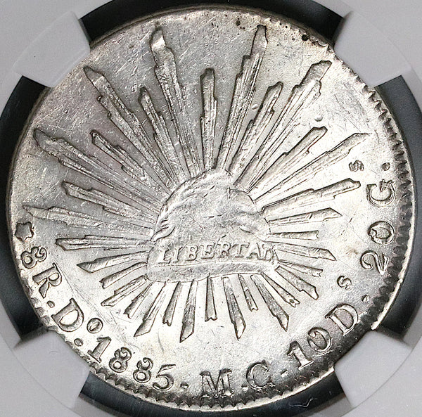 1885-Do MC NGC MS 61 Mexico 8 Reales Durango Cap Rays Mint State Silver Coin (23031202D)