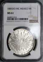 1885-Do MC NGC MS 61 Mexico 8 Reales Durango Cap Rays Mint State Silver Coin (23031202D)