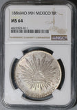 1886-Mo NGC MS 64 Mexico 8 Reales Mint State Silver Coin (20081503C)