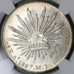1887-As NGC MS 62 Mexico 8 Reales Rare Alamos Mint State Silver Coin (22042101C)