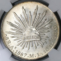 1887-As NGC MS 62 Mexico 8 Reales Rare Alamos Mint State Silver Coin (22042101C)
