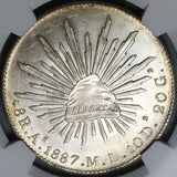 1887-As NGC MS 62 Mexico 8 Reales Rare Alamos Mint State Silver Coin (22042101C)