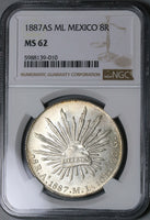1887-As NGC MS 62 Mexico 8 Reales Rare Alamos Mint State Silver Coin (22042101C)