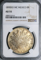 1890-Do MC NGC AU 55 Mexico 8 Reales Durango Mint Silver Coin (23012103C)