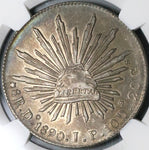 1890-Do NGC AU 58 Mexico 8 Reales Durango Mint Scarce Silver Coin (21111502C)