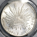 1890-Ho PCGS MS 62 Mexico 8 Reales Hermosillo Mint State Rare Grade Silver Coin (19052702C)