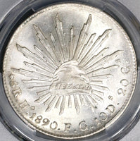 1890-Ho PCGS MS 62 Mexico 8 Reales Hermosillo Mint State Rare Grade Silver Coin (19052702C)