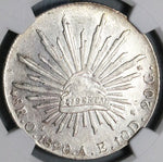 1890-Oa NGC AU Mexico 8 Reales Oaxaca Mint Cap Rays Scarce Silver Coin (23013104C)