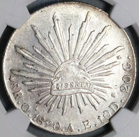 1890-Oa NGC AU Mexico 8 Reales Oaxaca Mint Cap Rays Scarce Silver Coin (23013104C)