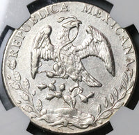 1890-Oa NGC AU Mexico 8 Reales Oaxaca Mint Cap Rays Scarce Silver Coin (23013104C)