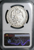 1890-Oa NGC AU Mexico 8 Reales Oaxaca Mint Cap Rays Scarce Silver Coin (23013104C)