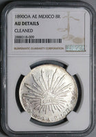 1890-Oa NGC AU Mexico 8 Reales Oaxaca Mint Cap Rays Scarce Silver Coin (23013104C)