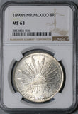 1890-Pi NGC MS 63 Mexico 8 Reales Potosi Mint State Silver Coin (21101302C)