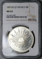 1891-Do NGC MS 63 Mexico 8 Reales Durango Mint State Silver Coin (22062301C)