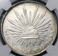 1891-Oa NGC AU 55 Mexico 8 Reales Oaxaca Mint Scarce Silver Coin (23040501D)