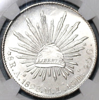 1893-As NGC MS 63 Mexico 8 Reales Coin Mint State Alamos Silver Coin (19111701C)