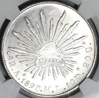 1893-As NGC MS 63 Mexico 8 Reales Coin Mint State Alamos Silver Coin (19111701C)