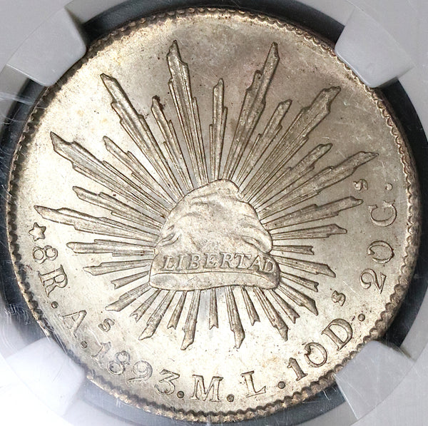 1893-As NGC MS 64 Mexico 8 Reales Rare Alamos Mint State Silver Coin (22073101C)