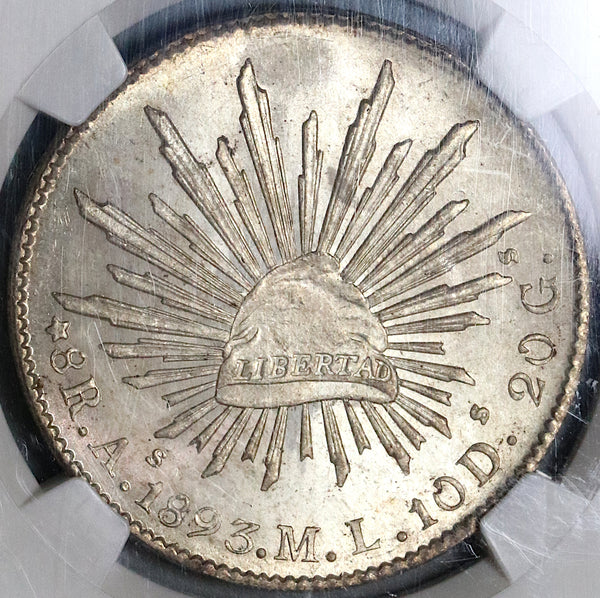 1893-As NGC MS 64 Mexico 8 Reales Rare Alamos Mint State Silver