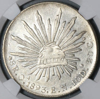 1893-Oa NGC AU Det Mexico 8 Reales Oaxaca Mint Last Silver Coin (21081201C)