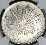 1893-Oa NGC AU Det Mexico 8 Reales Oaxaca Mint Last Silver Coin (21081201C)