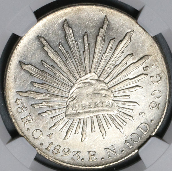 1893-Oa NGC AU Det Mexico 8 Reales Oaxaca Mint Last Silver Coin