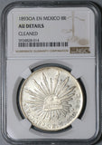 1893-Oa NGC AU Det Mexico 8 Reales Oaxaca Mint Last Silver Coin (21081201C)