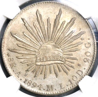 1894-As NGC MS 62 Mexico 8 Reales Coin Scarce Alamos Silver Coin (19061501C)