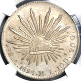 1894-As NGC MS 62 Mexico 8 Reales Coin Scarce Alamos Silver Coin (19061501C)