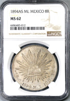 1894-As NGC MS 62 Mexico 8 Reales Coin Scarce Alamos Silver Coin (19061501C)