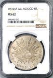 1894-As NGC MS 62 Mexico 8 Reales Coin Scarce Alamos Silver Coin (19061501C)