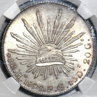 1890-Ho NGC MS 64 Mexico 8 Reales Hermosillo Mint State Very Scarce Silver Coin (20050101C)